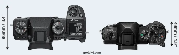 Compare X-H1 versus E-M10 IV top