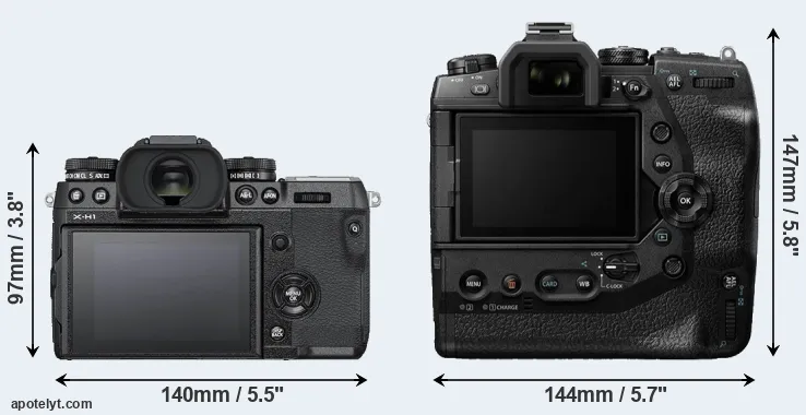 Comparison X-H1 or E-M1X rear