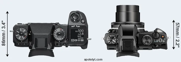 Compare X-H1 versus Stylus 1 top