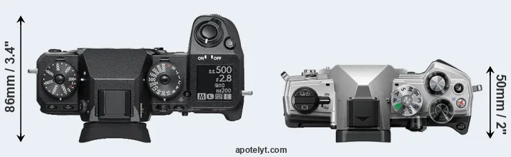 Compare X-H1 versus OM-5 top