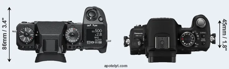 Compare X-H1 versus G1 top