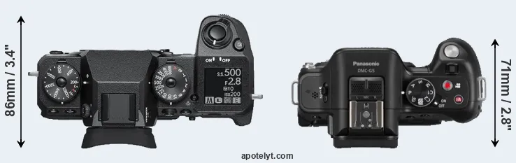 Compare X-H1 versus G5 top