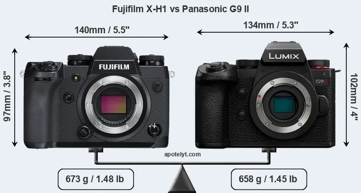 Size Fujifilm X-H1 vs Panasonic G9 II