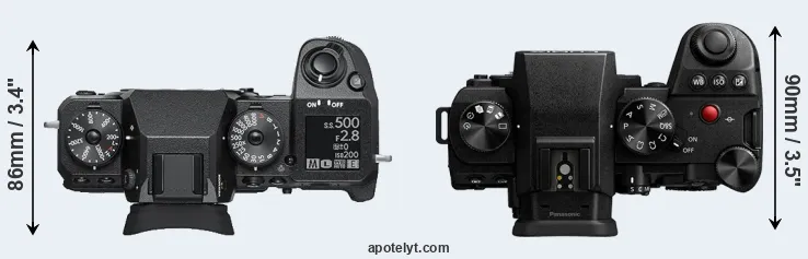 Compare X-H1 versus G9 II top