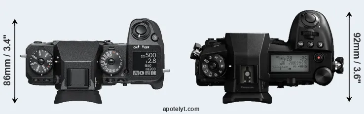 Compare X-H1 versus G9 top