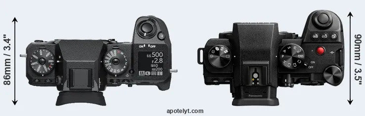 Compare X-H1 versus S5 II top