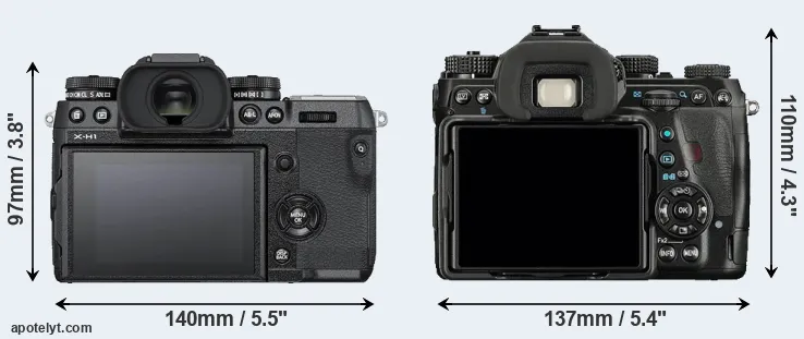 Comparison X-H1 or K-1 rear