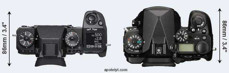 Compare X-H1 versus K-1 top