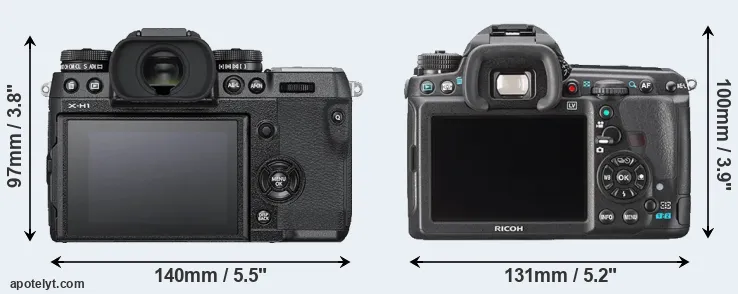 Comparison X-H1 or K-3 rear