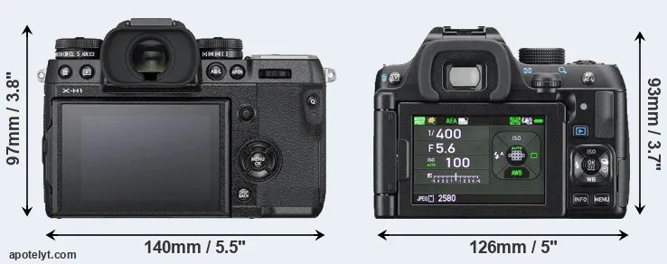 Comparison X-H1 or K-70 rear