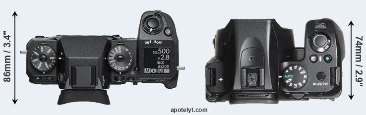 Compare X-H1 versus K-70 top