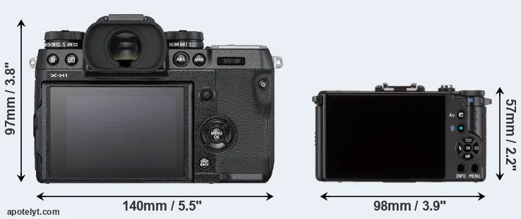 Comparison X-H1 or Pentax Q rear