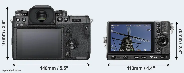 Comparison X-H1 or fp rear