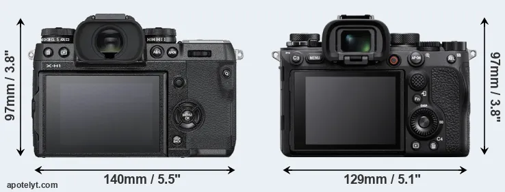 Comparison X-H1 or A1 rear