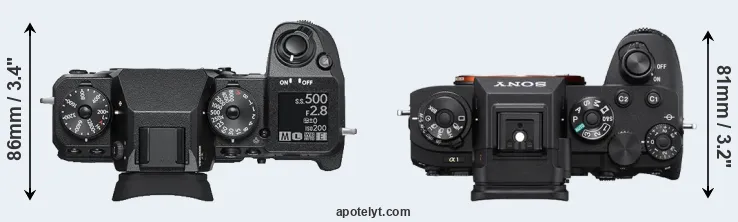 Compare X-H1 versus A1 top