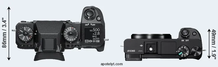 Compare X-H1 versus A6300 top