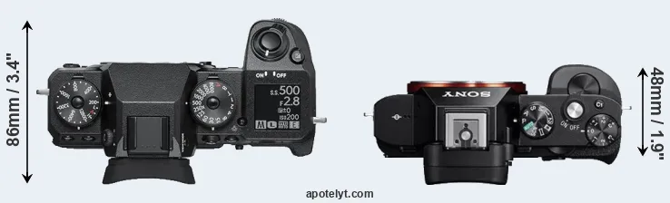 Compare X-H1 versus A7R top