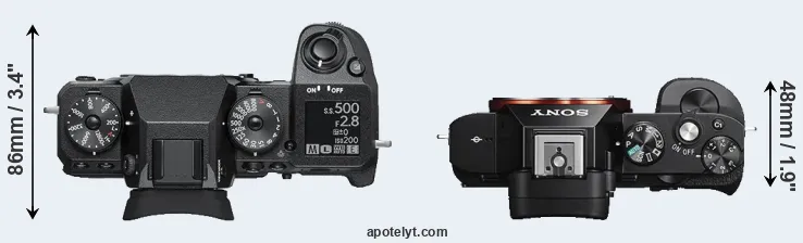 Compare X-H1 versus A7S top