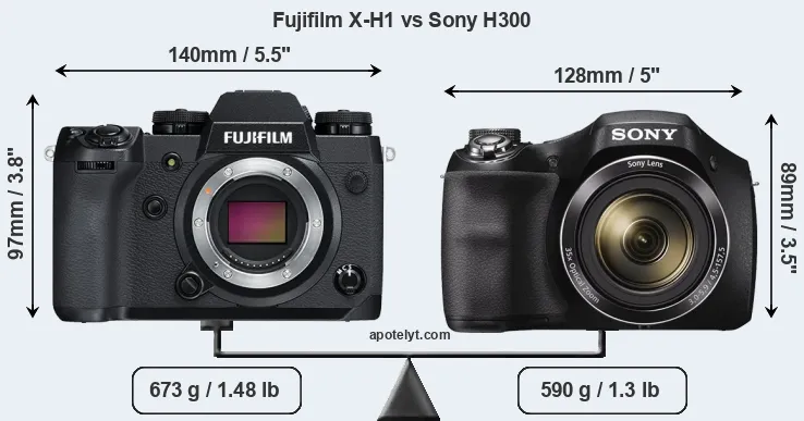 Size Fujifilm X-H1 vs Sony H300
