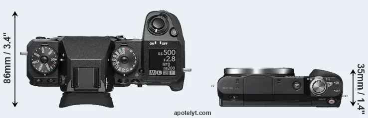 Compare X-H1 versus NEX-3N top