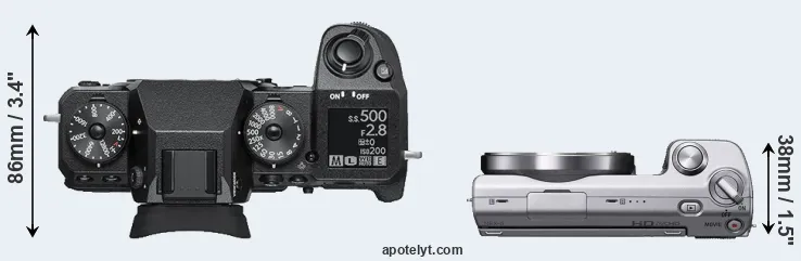 Compare X-H1 versus NEX-5 top