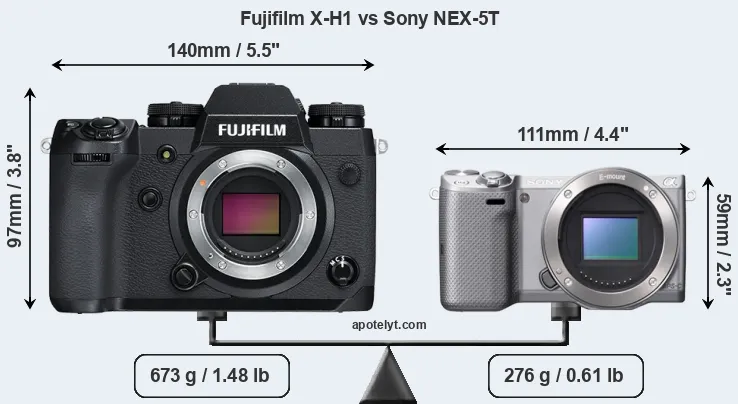 Size Fujifilm X-H1 vs Sony NEX-5T