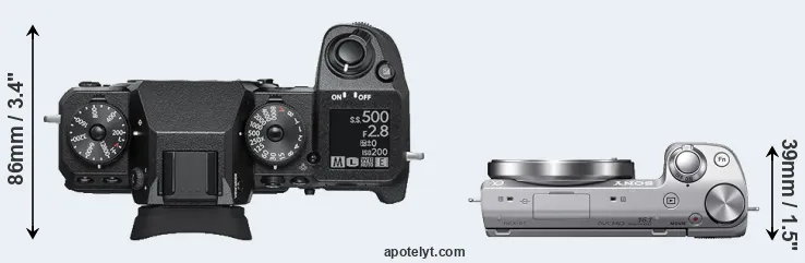 Compare X-H1 versus NEX-5T top