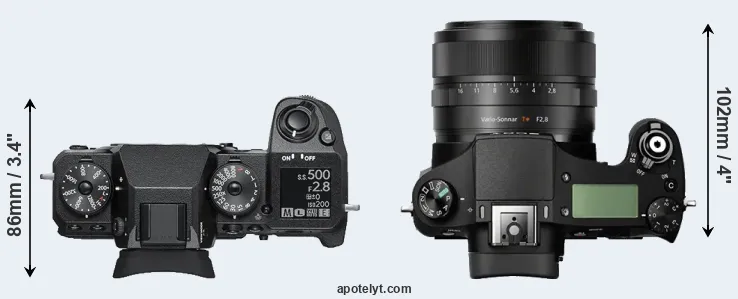 Compare X-H1 versus RX10 top