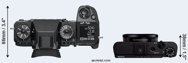 Compare X-H1 versus RX100 II top