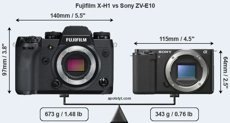 Size Fujifilm X-H1 vs Sony ZV-E10