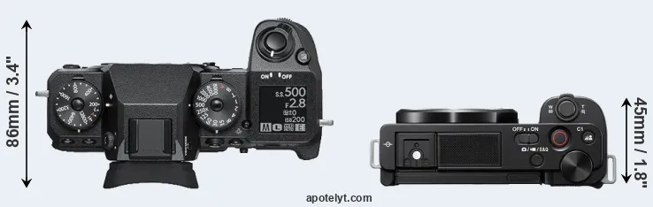 Compare X-H1 versus ZV-E10 top