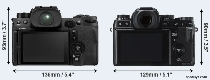 Comparison X-H2 or X-T1 rear