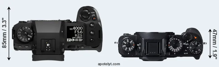 Compare X-H2 versus X-T1 top