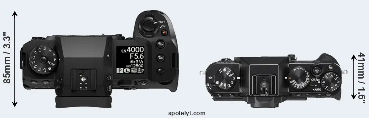 Compare X-H2 versus X-T20 top