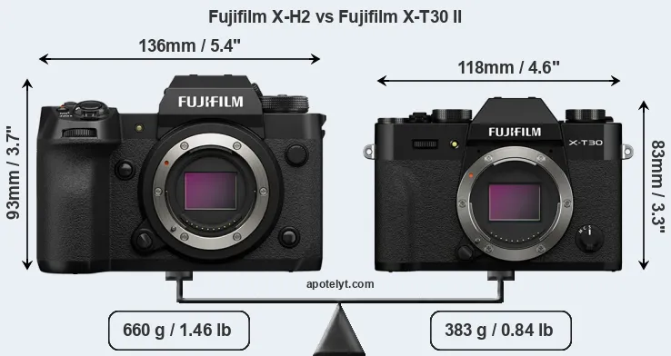 Size Fujifilm X-H2 vs Fujifilm X-T30 II