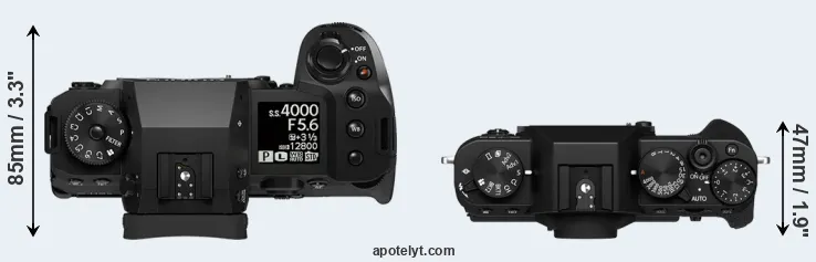 Compare X-H2 versus X-T30 II top