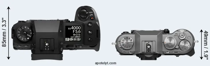 Compare X-H2 versus X-T50 top