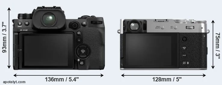 Comparison X-H2 or X100VI rear