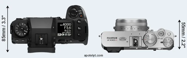 Compare X-H2 versus X100VI top