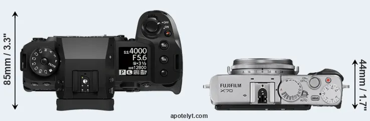 Compare X-H2 versus X70 top