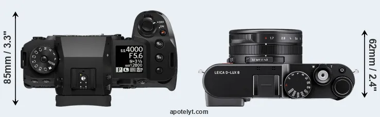 Compare X-H2 versus D-LUX 8 top