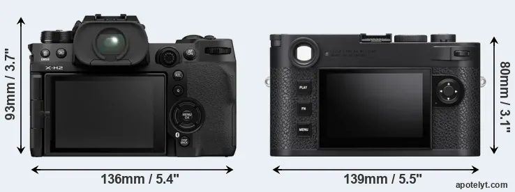 Comparison X-H2 or M11 rear