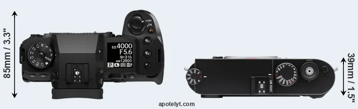 Compare X-H2 versus M11 top