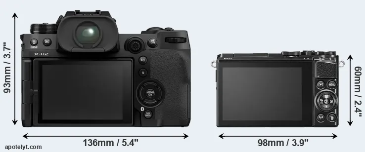 Comparison X-H2 or J5 rear