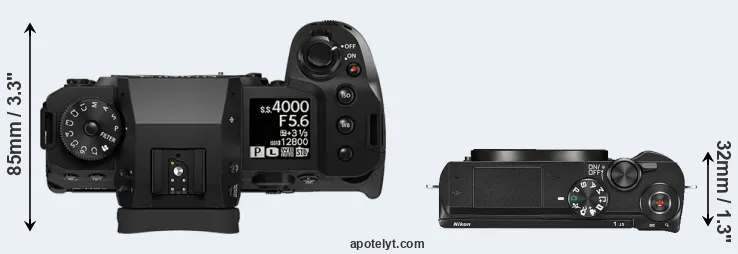 Compare X-H2 versus J5 top