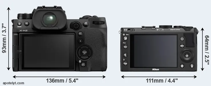 Comparison X-H2 or Coolpix A rear