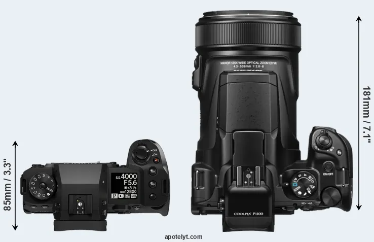 Compare X-H2 versus P1100 top