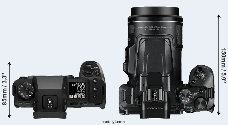Compare X-H2 versus P950 top