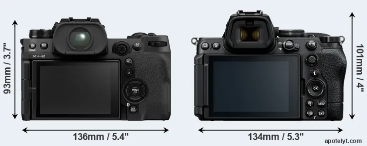 Comparison X-H2 or Z5 II rear