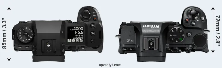 Compare X-H2 versus Z5 II top